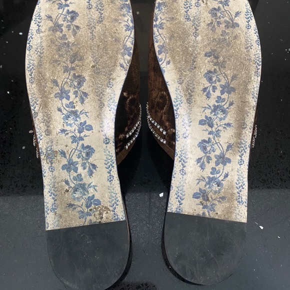 Gucci GG Brown Suede Slippers With Crystal Trim - Picture 6 of 6